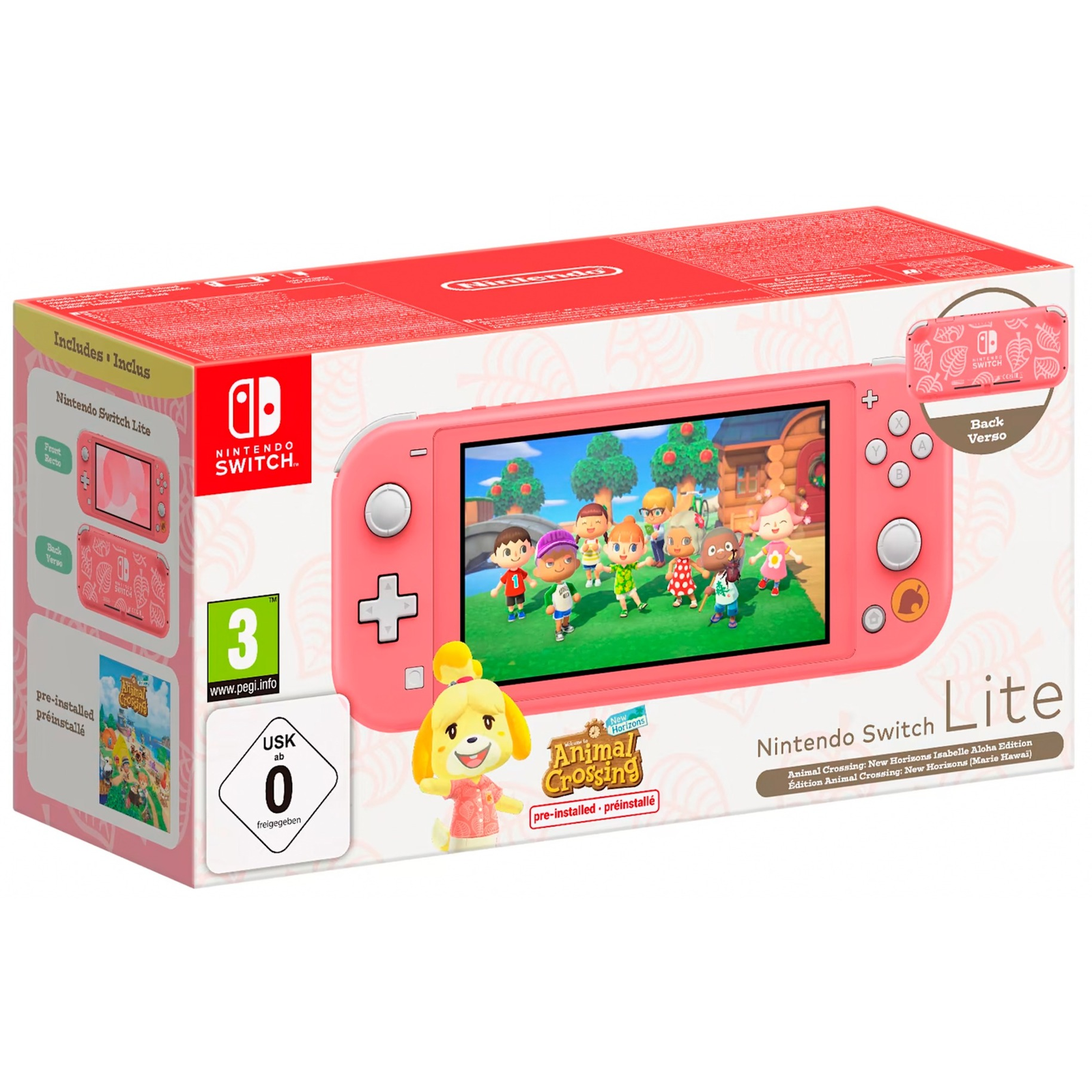 Nintendo Switch Lite 32GB Korall + Animal Crossing New Horizons Melinda Aloha Bundle (10012365)