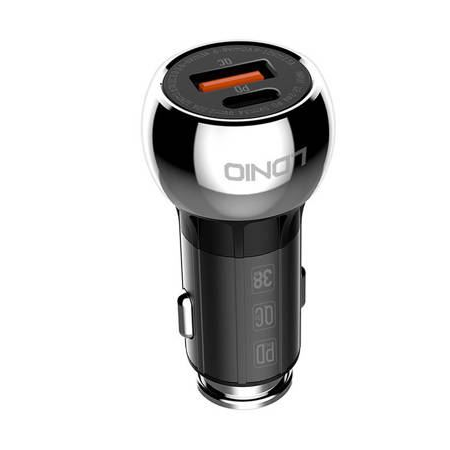 LDNIO C1 autós töltő USB-A + USB-C hálozati töltő + USB-C -Lightning kábel (5905316142435) (C1 Type C to lightni)