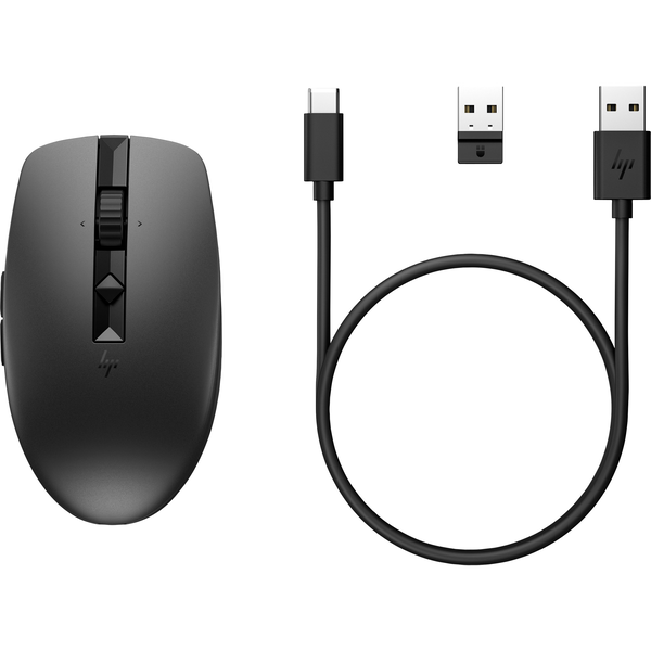 HP 710 Rechargeable Silent Black Bluetooth Mouse muis Kantoor Ambidextrous RF-draadloos + Bluetooth 3000 DPI