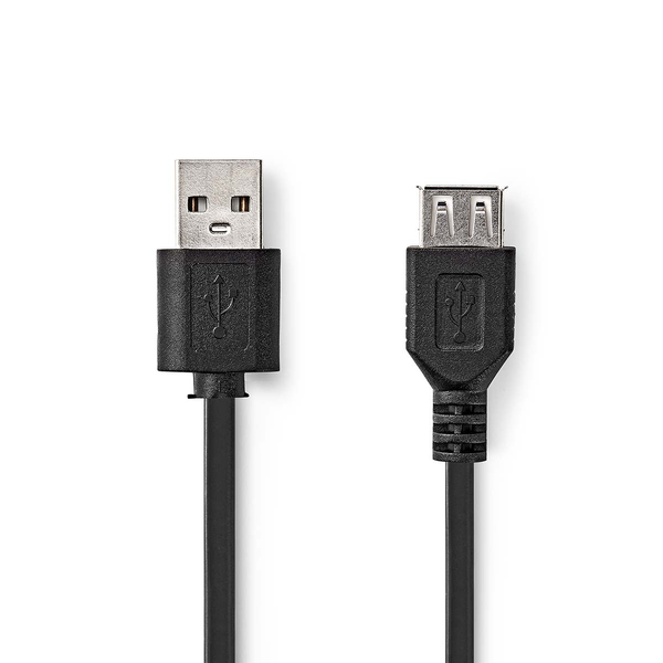 Nedis CCGL60010BK20 USB-A apa - USB-A apa 2.0 Adat és töltő kábel - Fekete (2m)