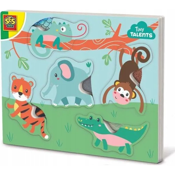 SES Creative Tiny Talents Touch and feel animal puzzle Puzzle cadru 5 buc. Animale