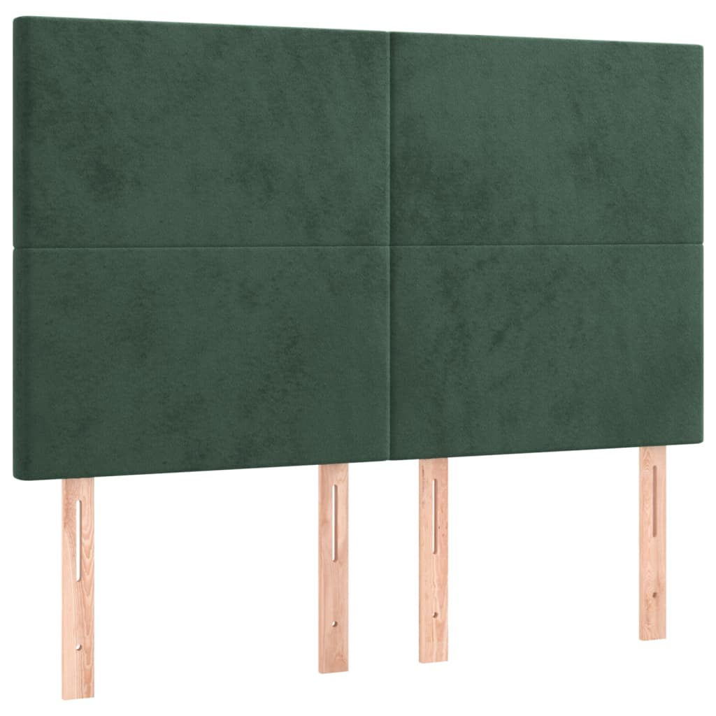 4 db sötétzöld bársony fejtámla 72 x 5 x 78/88 cm (3116103)