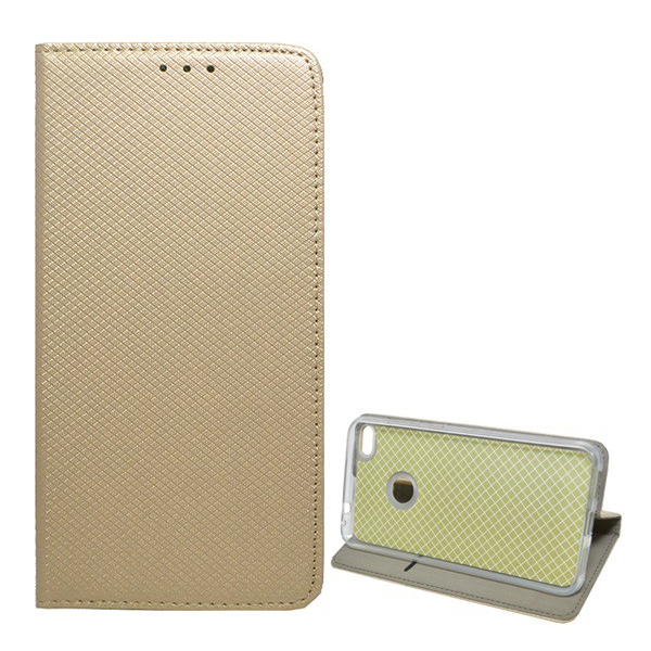 Tok álló, bőr hatású (FLIP, oldalra nyíló, asztali tartó funkció, rombusz minta) ARANY [Huawei P9 Lite (2017)]