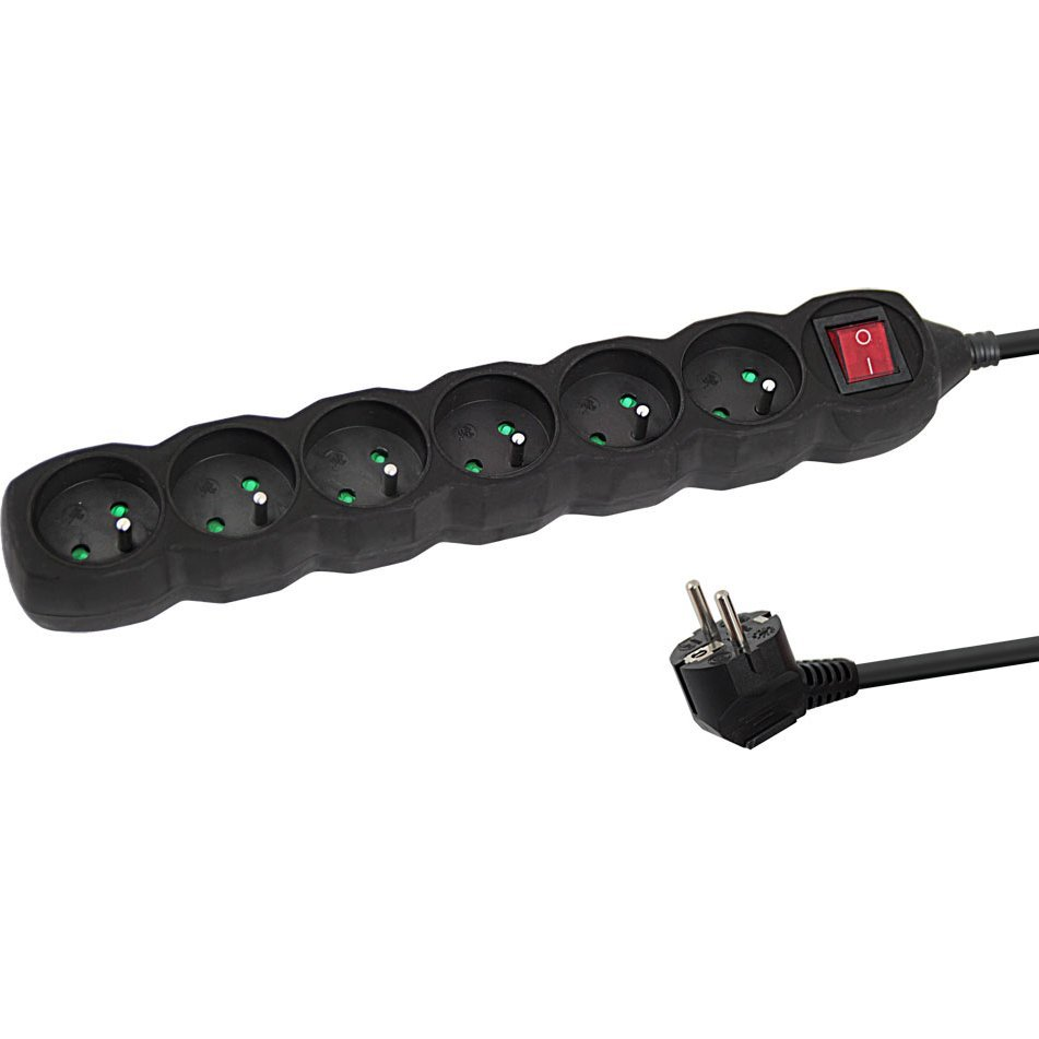 Esperanza Power Strip 220V Hálózati elosztó 6 aljzatos 5m - Fekete (ELK219K)