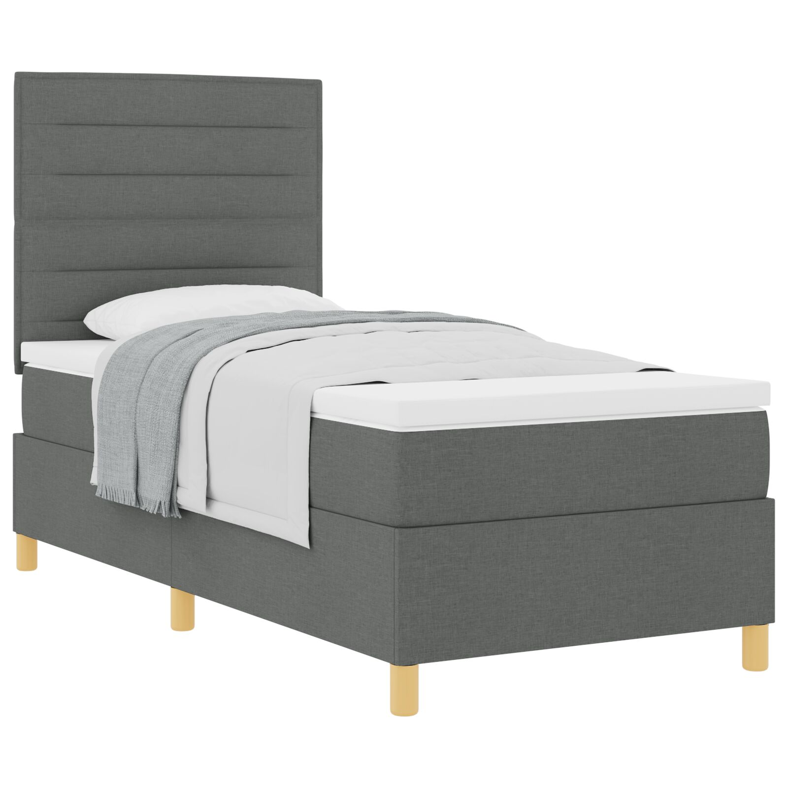 Boxspring Ágy Matraceval Sötét Szürke 90x200 cm Szövet (3339512)