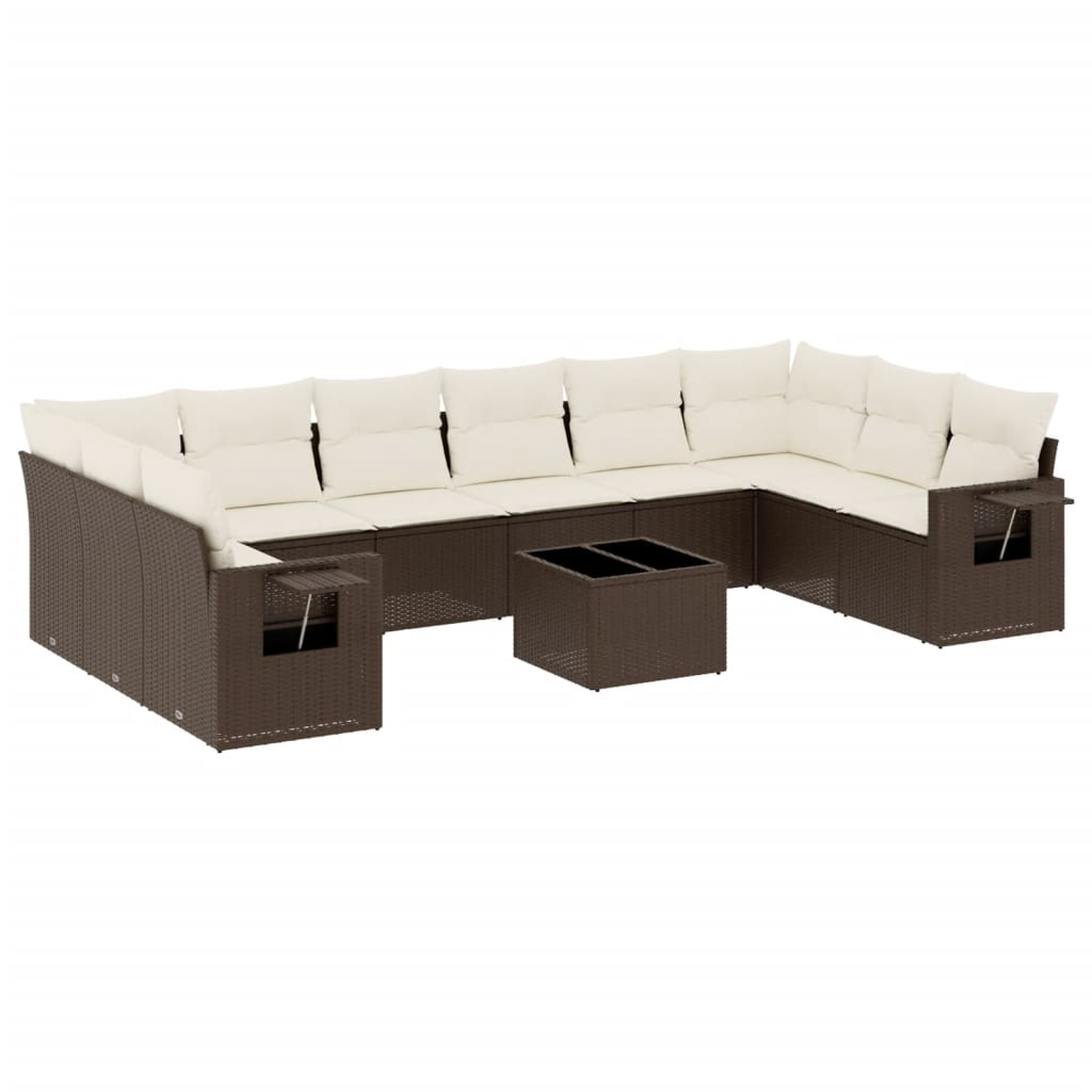 11 részes barna polyrattan kerti ülőgarnitúra párnákkal (3253020)