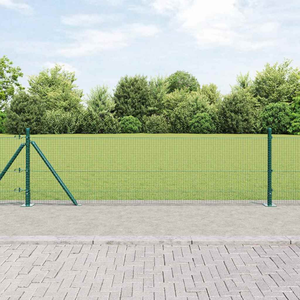 Zöld Kerítés Poszt Készlet 2 db-os készlet Zöld Acél 25 x 0,5 m