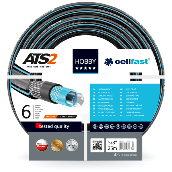 Furtun Gradina HOBBY ATS2 5/8" 25m, 6 Straturi, Anti-Rasucire, Rezistent la UV si Alge