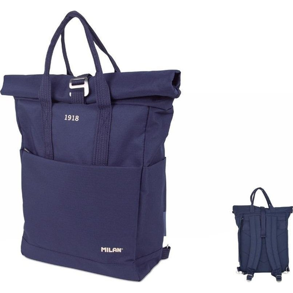 Mochila Con Cierre Superior Enrollable Serie 1918 Azul Mar.