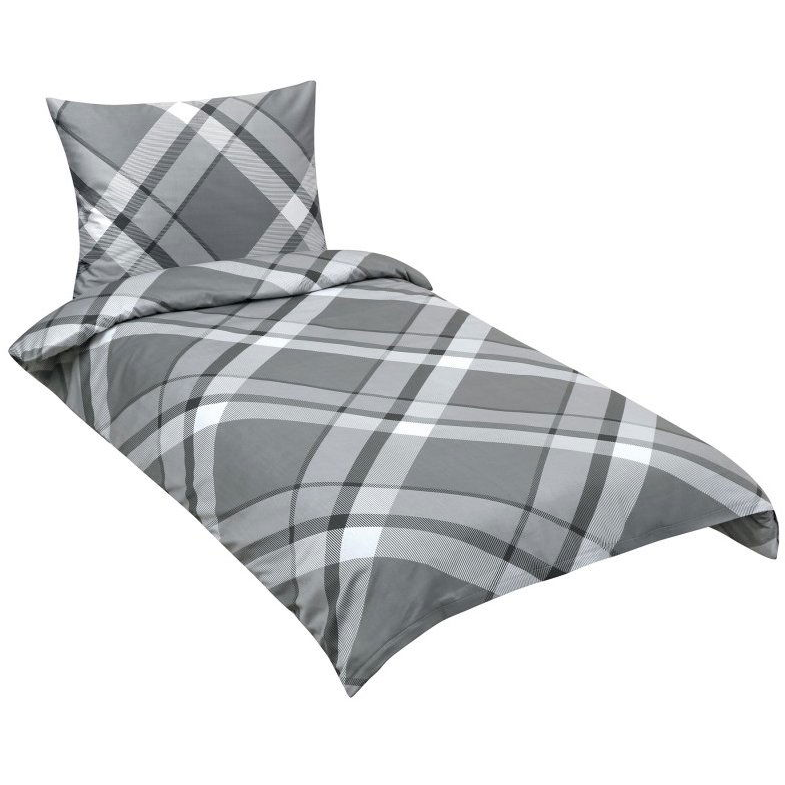 Bellatex ágynemű, szatén, 94/958 kockás, szürke, 140 × 220, 70 × 90 (8592325188003)