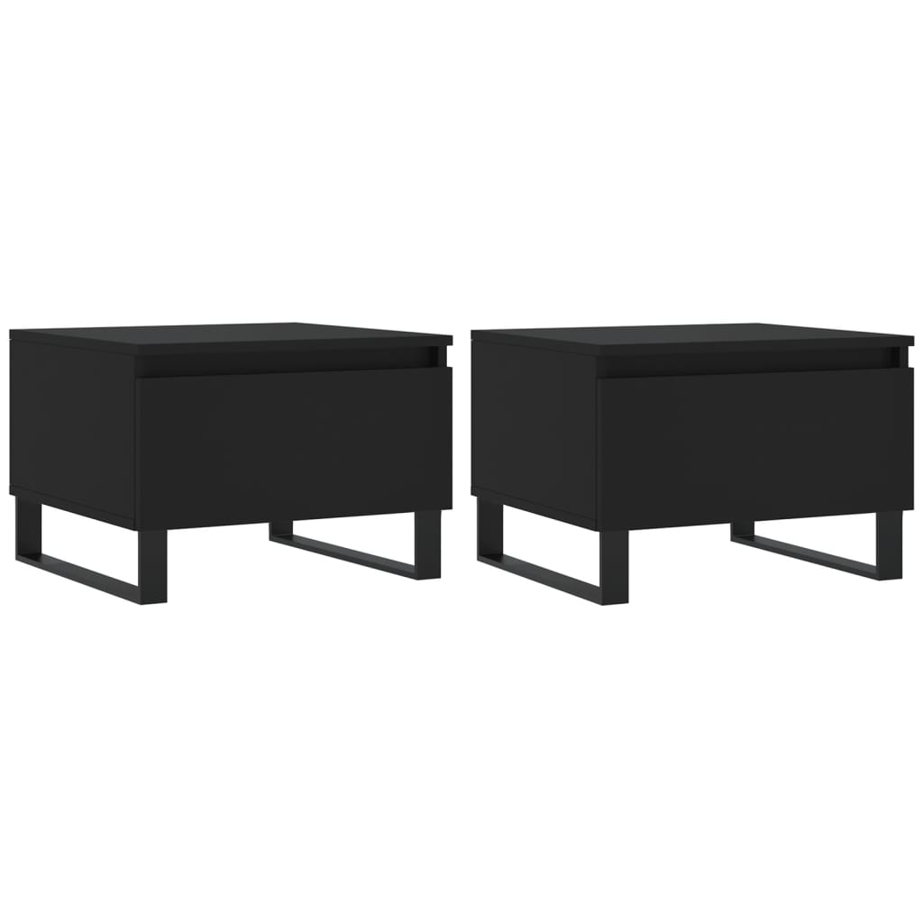 2 db fekete szerelt fa dohányzóasztal 50 x 46 x 35 cm (830879)