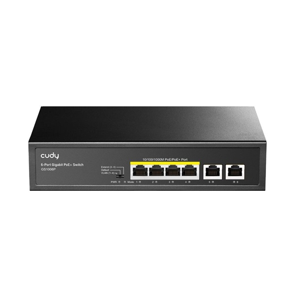 CUDY GS1006P 1x 10/100/1000(PoE+/PoE)+3x 10/100/1000(PoE)+2x gigabit uplink, 60W PoE switch (GS1006P)