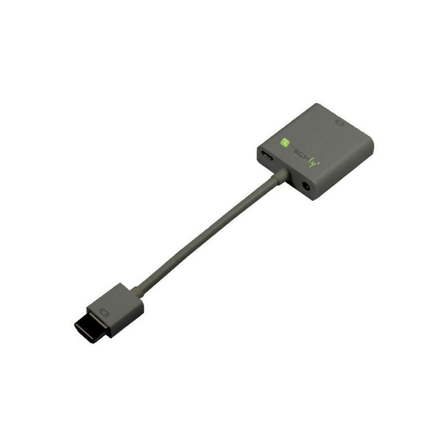 Techly HDMI - VGA+3.5mm+Micro USB B M/F 0,15 M Fekete (IDATA-HDMI-VGA2AU)
