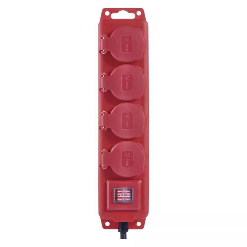 Emos P14251 kültéri hálózati elosztó/hosszabbító kapcsolóval 5-aljzat 1.5m piros (emosP14251)