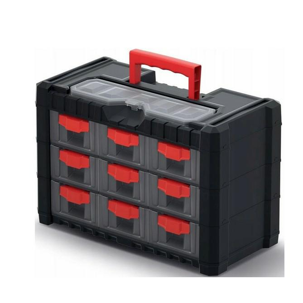 Organizator scule vertical, Prosperplast, Plastic, 40cm, Negru/Rosu