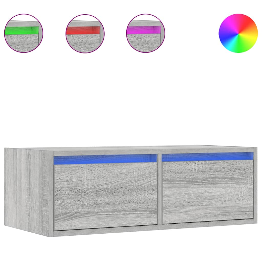 TV-szekrény LED-es világítással szürke sonoma 75x35,5x25 cm (860234)