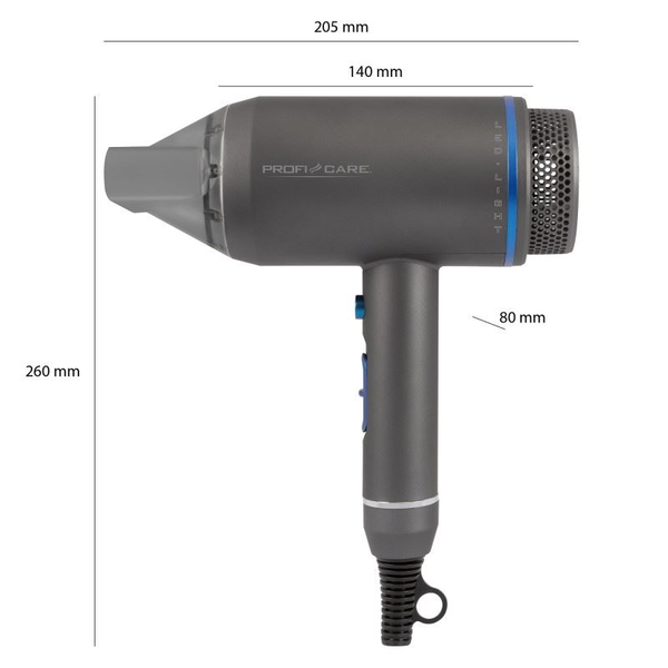 VYSOUŠEČ VLASŮ LED S IONIZACÍ 1800W PROFICARE NĚMECKÝ