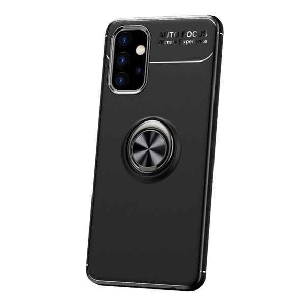 Defender műanyag telefonvédő (közepesen ütésálló, szilikon belső, telefontartó gyűrű, beépített fémlemez) FEKETE [Samsung Galaxy A32 5G (SM-A326)] (5996591034850)