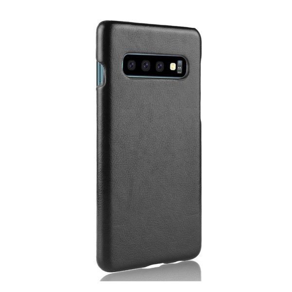 Műanyag telefonvédő (bőr hatású) FEKETE [Samsung Galaxy S10 (SM-G973)] (5996457847235)