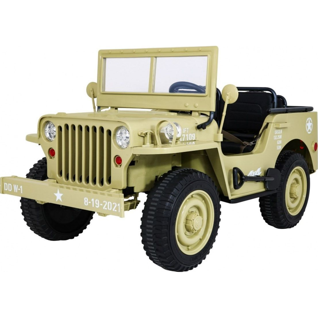 Ramiz Retro Katonai 4x4 24V Elektromos autó - Bézs (PA.JH-101.24V.BEZ)