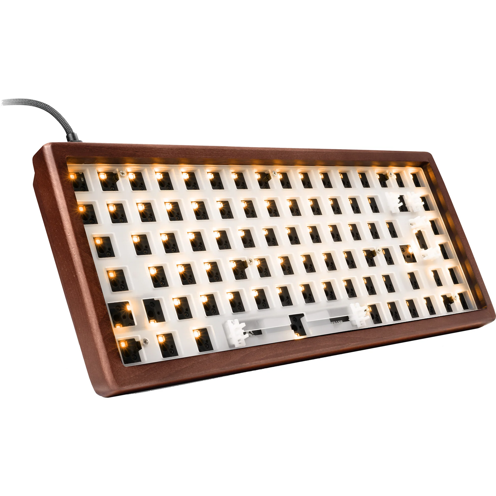 Sharkoon Skiller SGK50 S3 Wood Barebone Billentyűzet (Barna) - ISO (4044951042685)