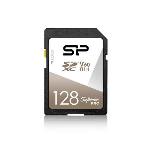 Silicon Power SP128GBSDXJV6V10 Superior Pro, SD card, uhs-2 (u3) V60 128GB R/W: up to 280/170MB/s