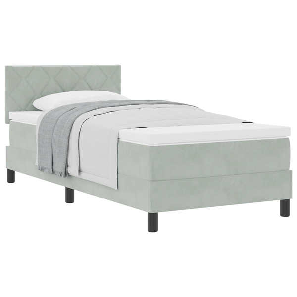 Boxspring Ágy Matrac Könnyű Szürke 100x200 cm Bársony