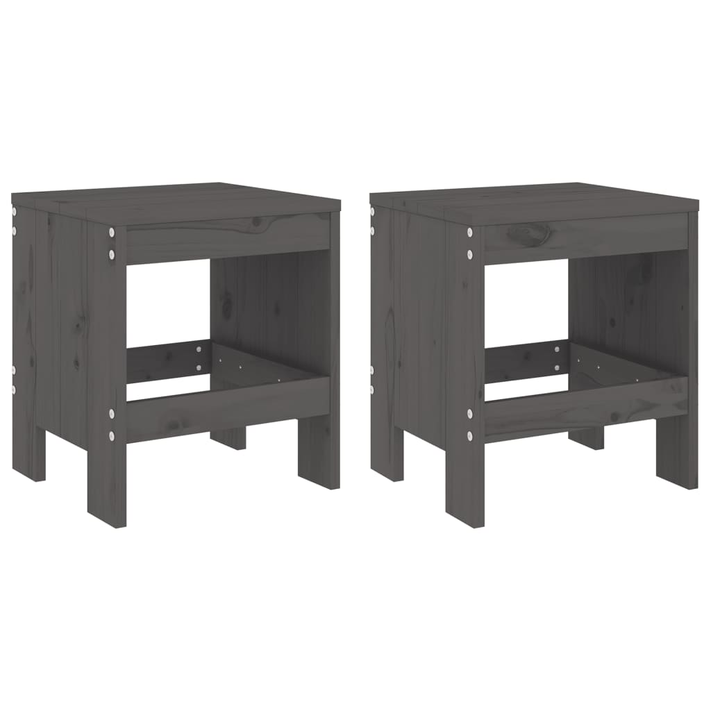 2 db szürke tömör fenyőfa ülőke 40 x 36 x 45 cm (825340)