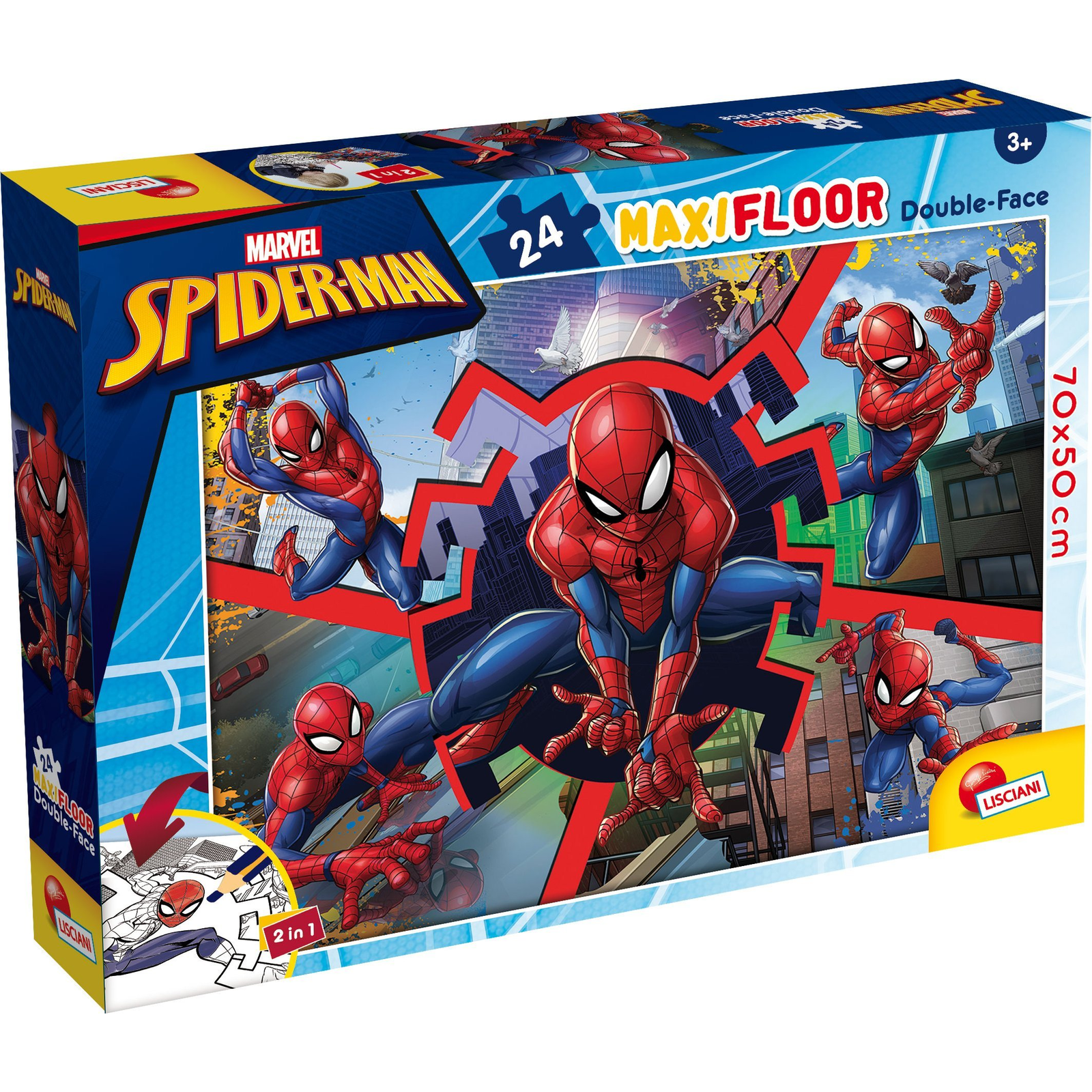 Pókember 2 az 1-ben maxi 24db-os puzzle és színező 70x50cm - Lisciani (304-99740)