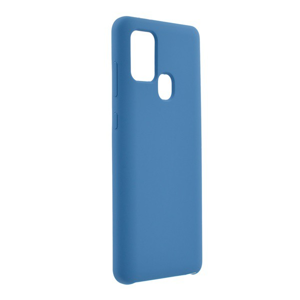 Szilikon telefonvédő (matt, mikrofiber plüss karcolásmentesítő belső, prémium) SÖTÉTKÉK [Samsung Galaxy A21s (SM-A217F)] (5996591000763)