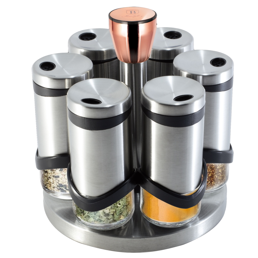 Berlinger Haus BH/1992 Fűszertartó állvánnyal - Ezüst (6 fűszertartó / csomag) (BH/1992)