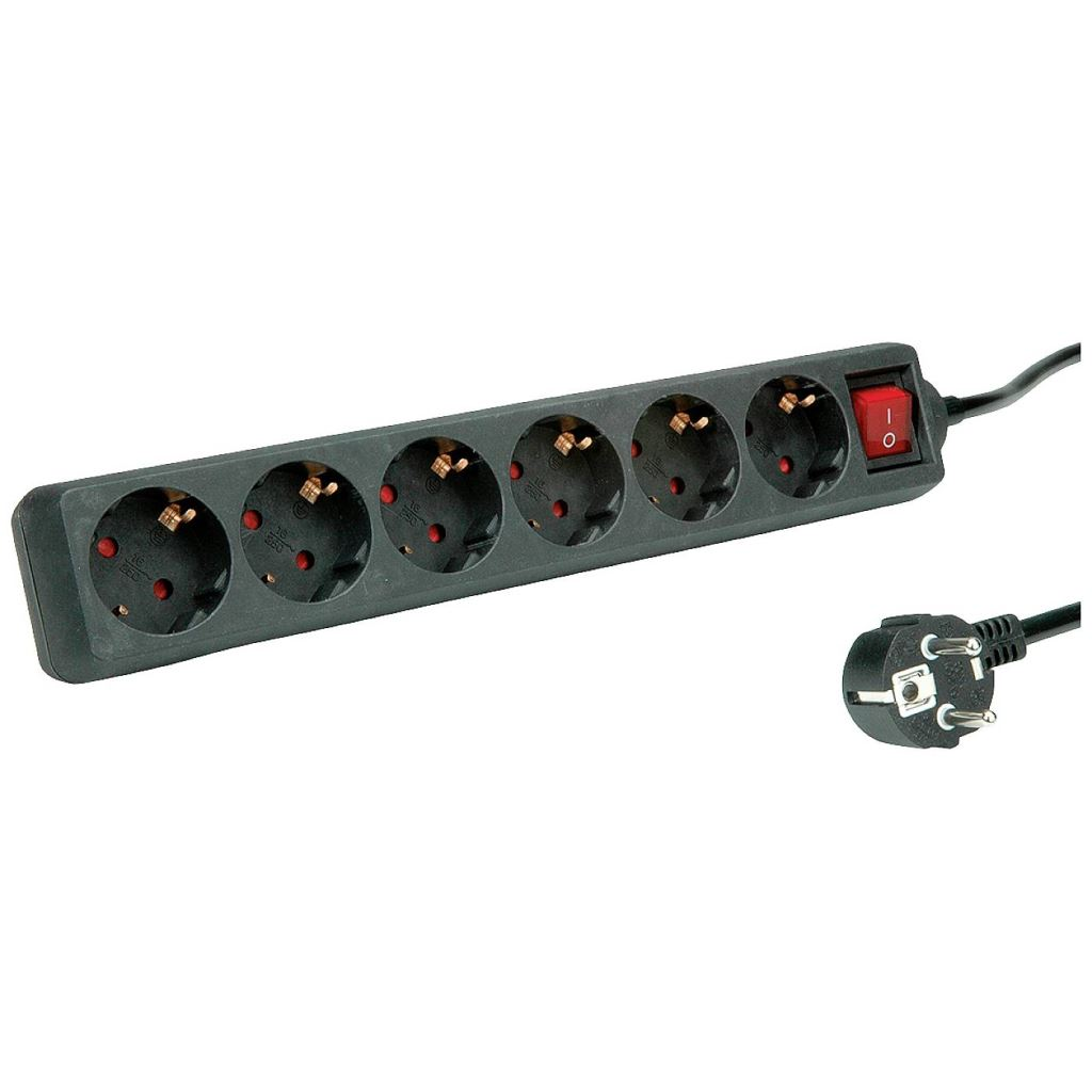 Roline 19.07.1077 Elosztó kapcsolóval Fekete Védőérintkezős 10m (19.07.1077)