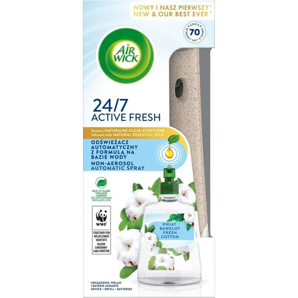  Air Wick Air Wick Active Fresh odświeżacz automatyczny z formułą na bazie wody i wkład Kwiat Bawełny 228ml