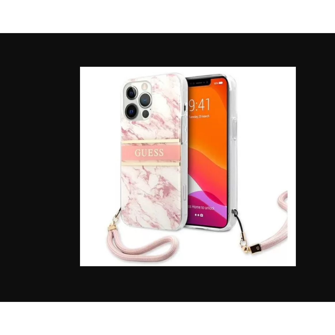 Guess TPU Marble Stripe Apple iPhone 13 Pro Max Hátlapvédő Tok - Fehér/Rózsaszín (GUHCP13XKMABPI)