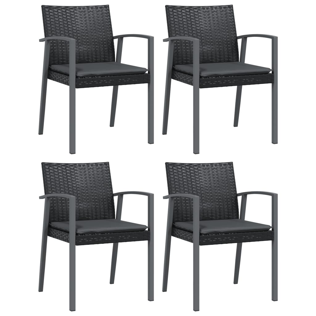 4 db fekete polyrattan kerti szék párnával 56,5x57x83 cm (3187079)