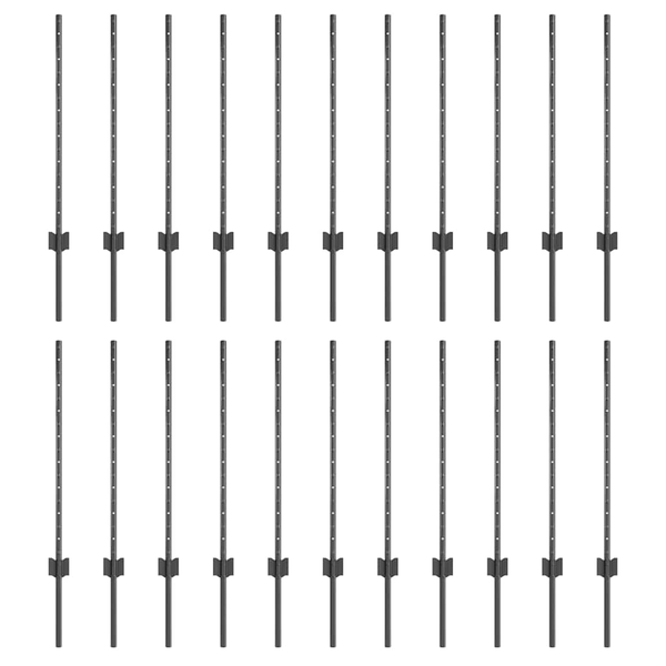 Stâlpi de gard argintii 22 pcs Gri 50 x 0.8 m Metal