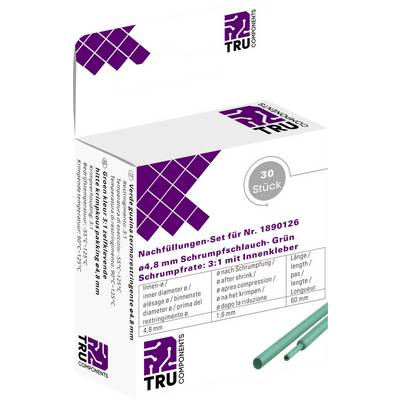 TRU COMPONENTS T1807CA007D Zsugorcső ragasztóval Zöld 4.80 mm Zsugorodási arány:2:1 30 db (T1807CA007D)