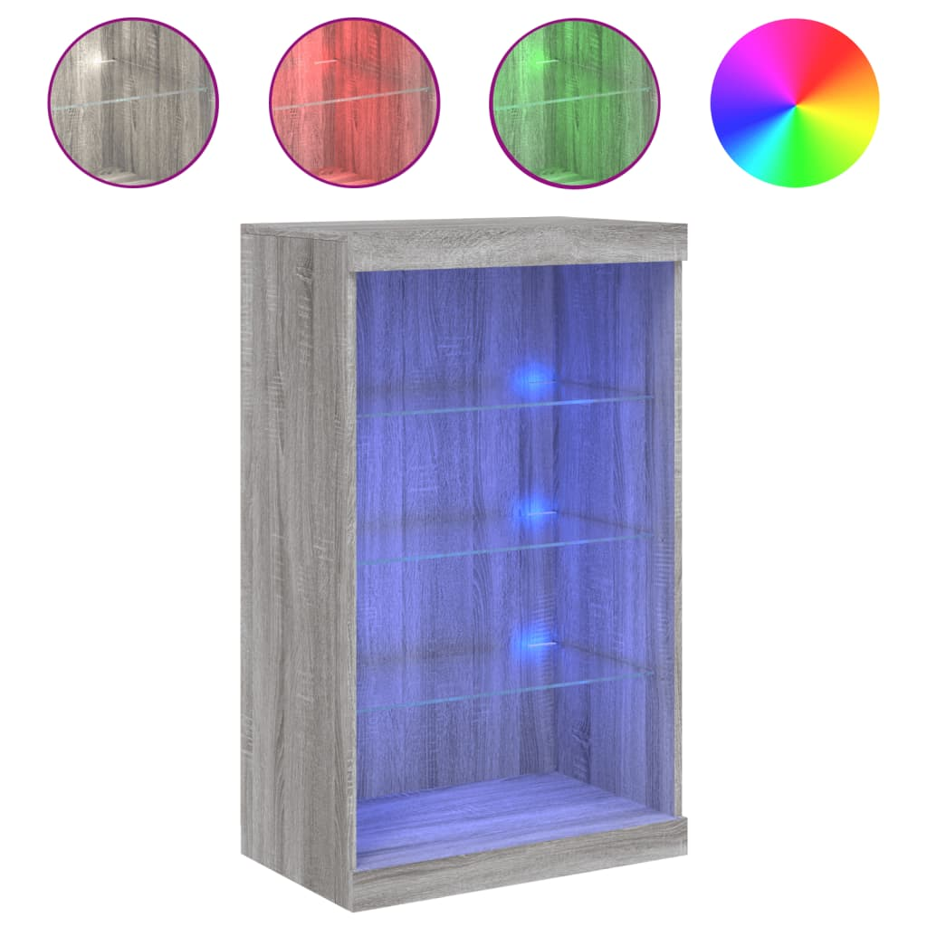 szürke sonoma színű tálalószekrény LED-ekkel 60,5 x 37 x 100 cm (836712)