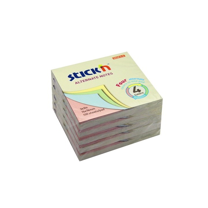 StickN 76x76mm jegyzettömb - 4 színű pasztell (100 lap / tömb) (21821)