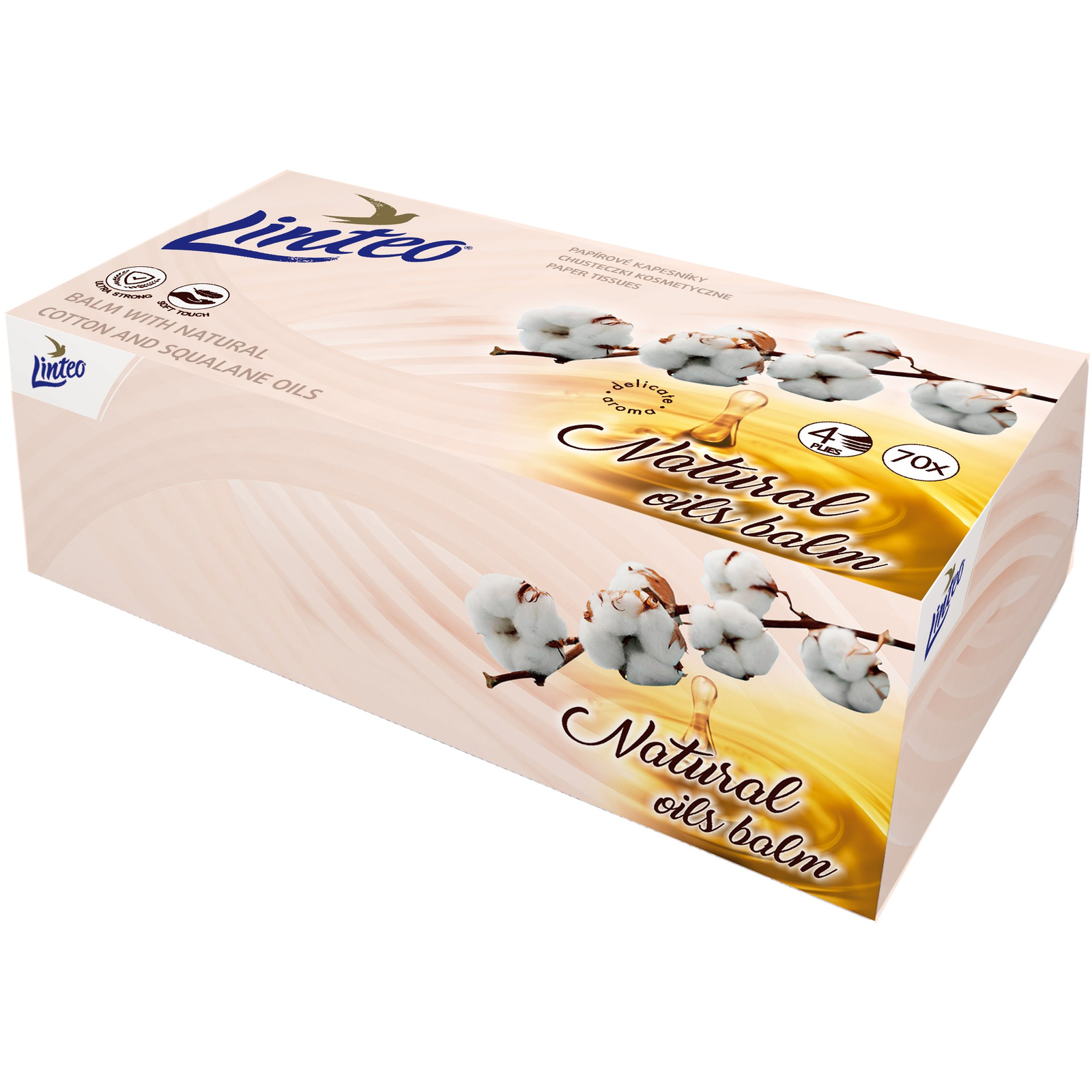 LINTEO doboz balzsammal és gyapotmagolajjal, 4 rétegben (70 db) (8595686300954)
