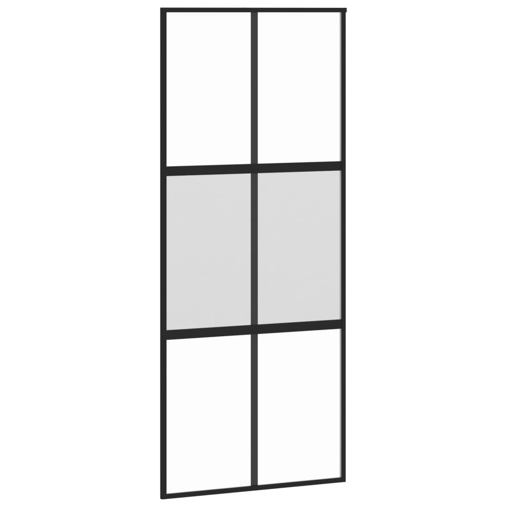 fekete edzett üveg és alumínium tolóajtó 90 x 205 cm (155211)