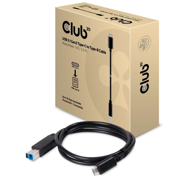 CLUB3D CAC-1524 USB kabel USB 3.1 Gen2 Type C USB B Černá