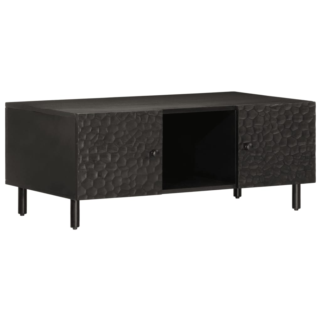 fekete tömör mangófa dohányzóasztal 100 x 54 x 40 cm (356831)