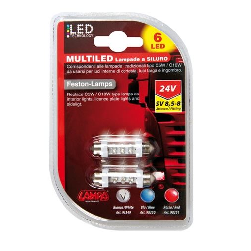Lampa 24V 35mm szofita (SV8,5-8) 6 LED-es, fehér színű (0198349)