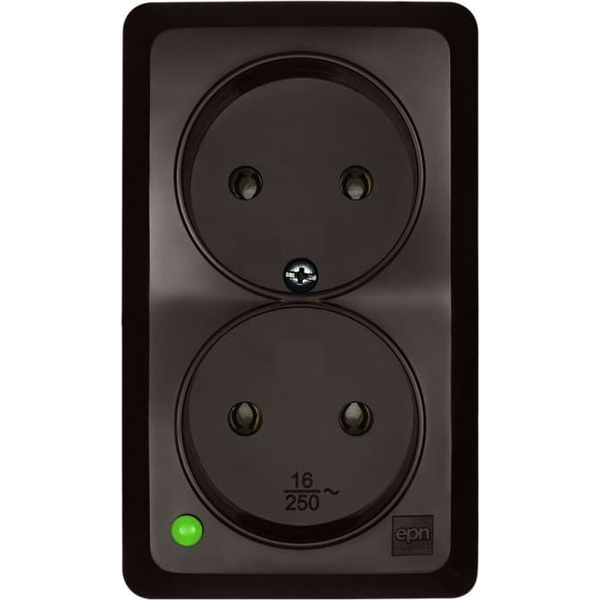 Elektro-Plast BERG Gniazdo podwójne n/t 2x2P 16A brązowy 3744-05