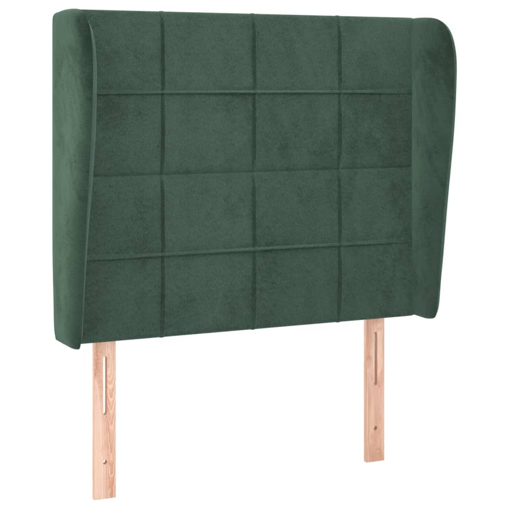 sötétzöld bársony fejtámla szárnyakkal 93 x 23 x 118/128 cm (3117995)