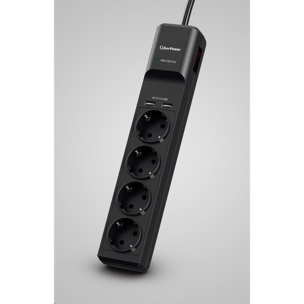 CyberPower P0420SUD0-DE Overspanningsbeveiliging Zwart 4 AC-uitgang(en) 200 - 250 V 1,8 m