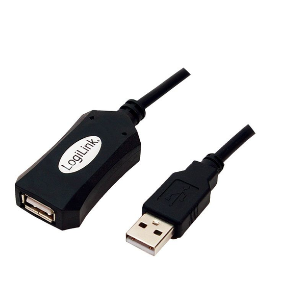 USB-A 2.0 (M) --> (F) 5.00m Verlenging LogiLink Zwart
