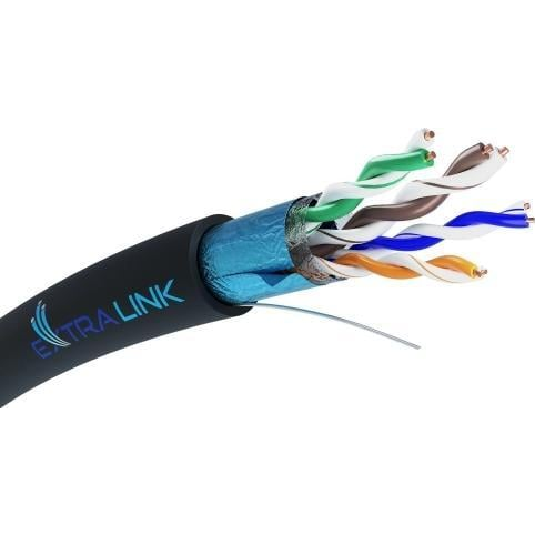 Extralink Cat5e Ftp (f/utp) V2 Outdoor Twisted Pair 100m Cable De Red Negro F/utp (ftp)