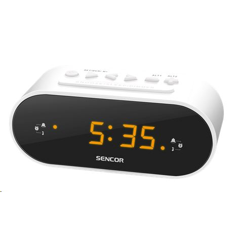 Стандартен радио часовник, Sencor, AM/FM, 1100 W, Бял